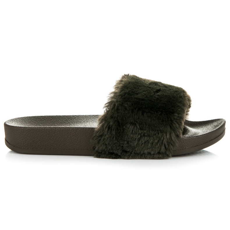 Seastar Olivové pantofle s kožíškem zelená