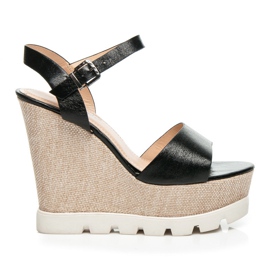 Super Mode Černé podpatky na klínku černý