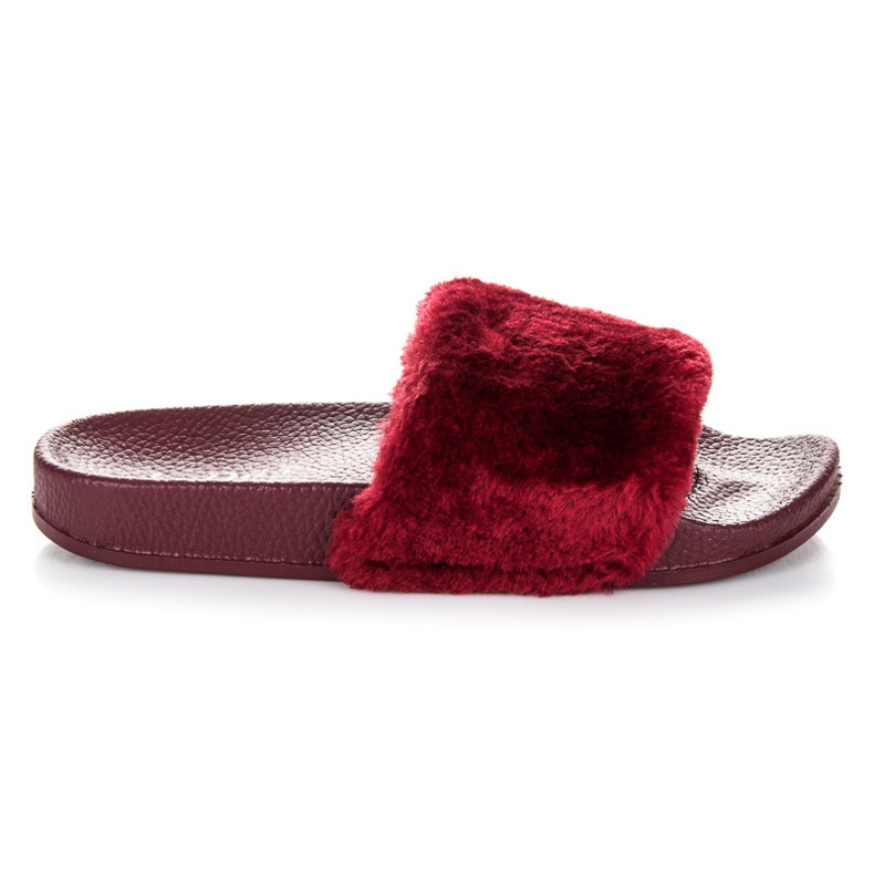 L. Day Vínové Pantofle S Kožešinou červené L. Day Vínové Pantofle S Kožešinou červené