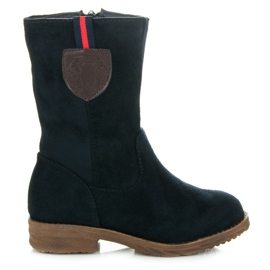 Top Shoes Dětské semišové kozačky námořnická modř