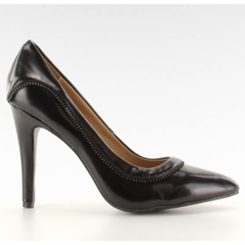 Vysoké podpatky s originální dekorací E358 Černá černý