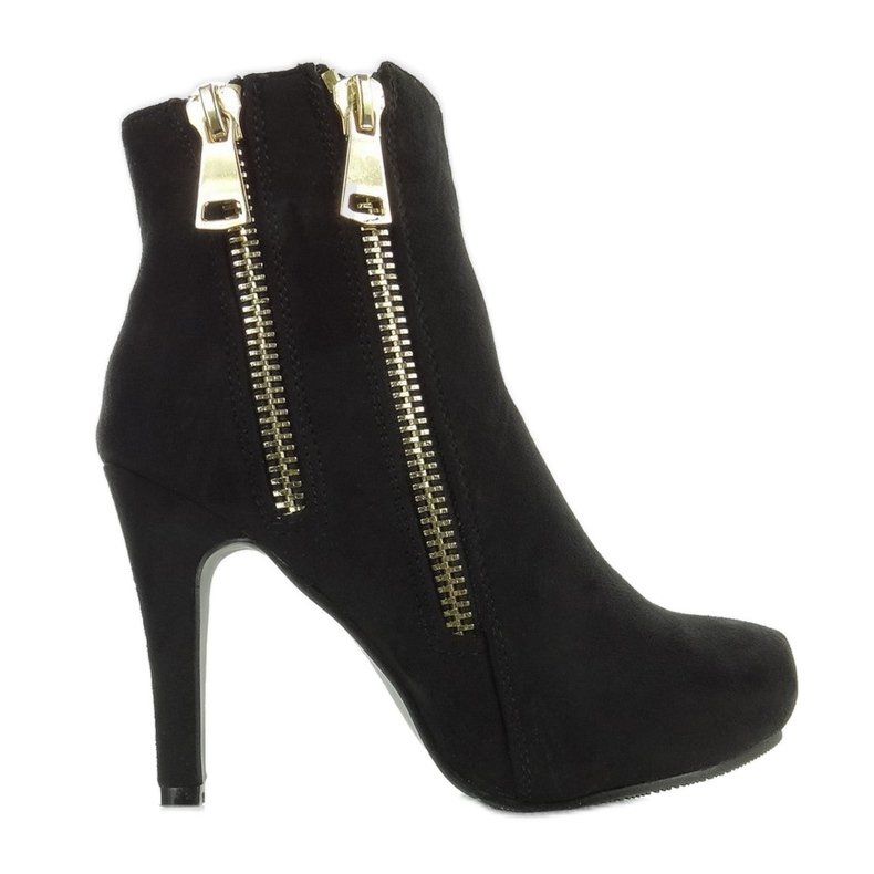 Zlaté kozačky A857-1 Černé zipy černá Zlaté kozačky A857-1 Černé zipy černá