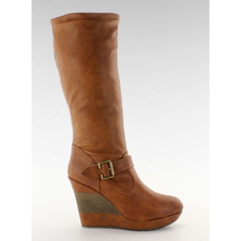 Platforma boty dělená pata 888-57 velbloud hnědý vícebarevný Platforma boty dělená pata 888-57 velbloud hnědý vícebarevný