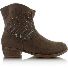 Holínky s kubickou zirkonií 6914 khaki vícebarevný hnědý