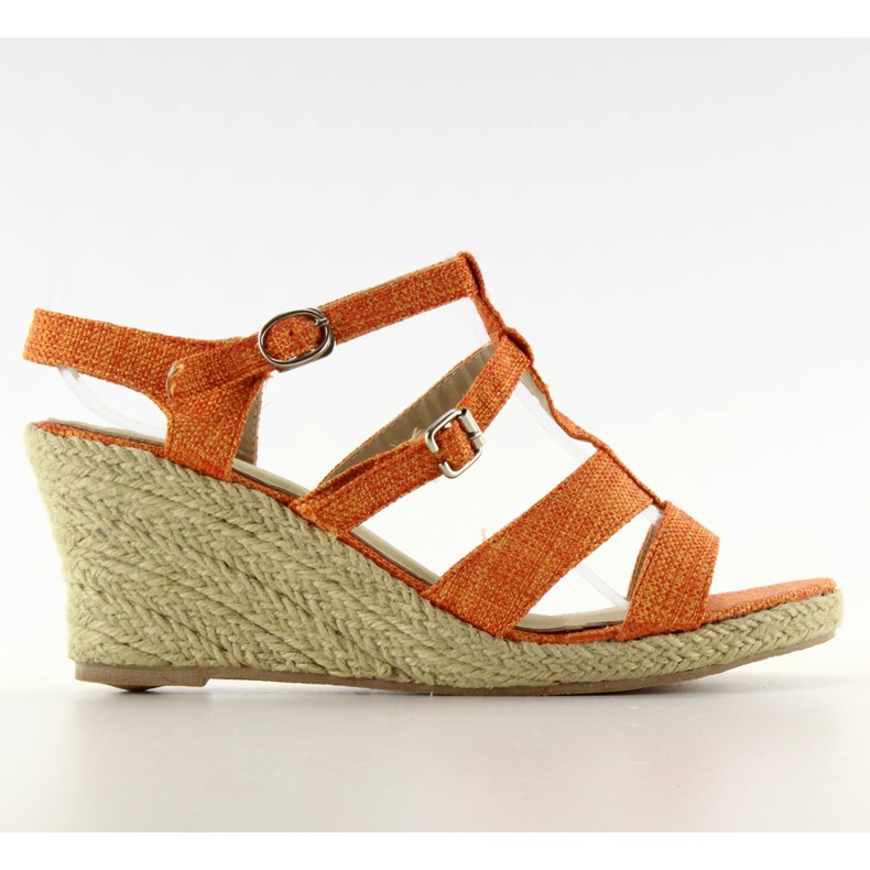 HL201211 espadrilles klíny oranžové oranžový