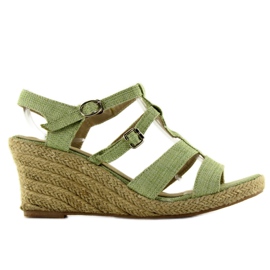 Zelené espadrilky klínky HL201211 zelený