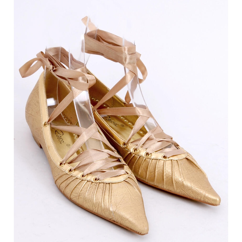 Baletky s mašlí kolem kotníku 391029-2 Bronz žlutá