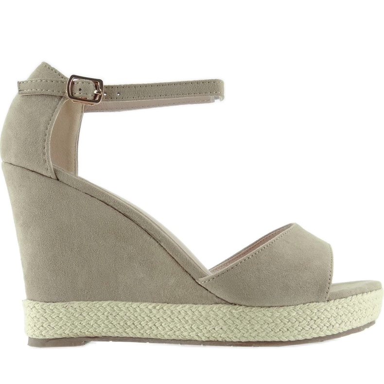 Sandály na klínku, plátěný provaz Meruňka hnědý