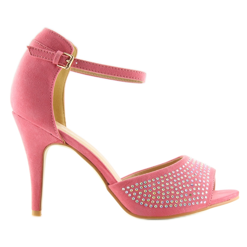 Otevřené lodičky na špendlíku F3053 Pink růžový