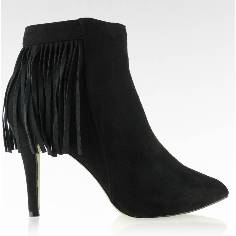 Krásné semišové boty s černými střapci černá