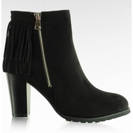 Krásné semišové boty s třásněmi FR20 Black černá