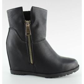 Boty na jehněčím skrytém klínu EL025 Černá černý