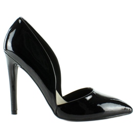 Lakované lodičky s vroubkováním EE05 Black černý