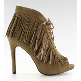 Otevřené šněrovací boty, boho styl 11015 Green zelený