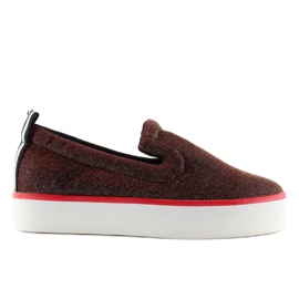 Iridescentní slip-on s páskem na patě W-3004 Red červený