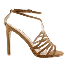 Sandály na vysokém podpatku Hp-5H5639 hnědý