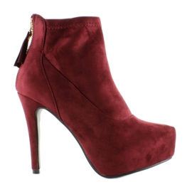 Semišové boty na platformě Jw-8F8520 červený