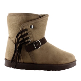 Dámské Emusy s třásněmi K1661504 Taupe béžový