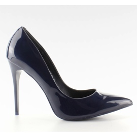 Hladké lakované vysoké podpatky E396 Navy námořnická modrá