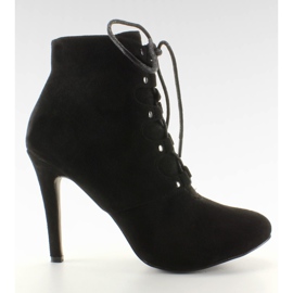 Šněrovací vysoké podpatky H253 Černá černý