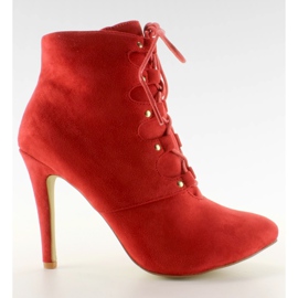 Šněrovací vysoké podpatky H253 Červená červené
