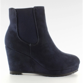 Boty Suede Jodhpur na klínu ZY9106 Blue námořnická modř