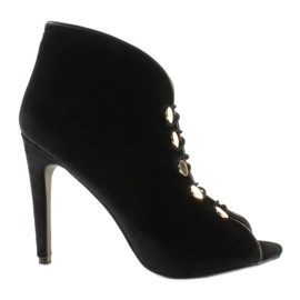 Sametové lodičky s otevřenou špičkou 1129 Black černý