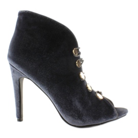 Sametové lodičky s otevřenou špičkou 1129 D. Šedá