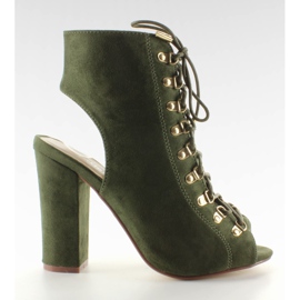 Černočerná zelená šněrovací čerpadla na špičce zelený