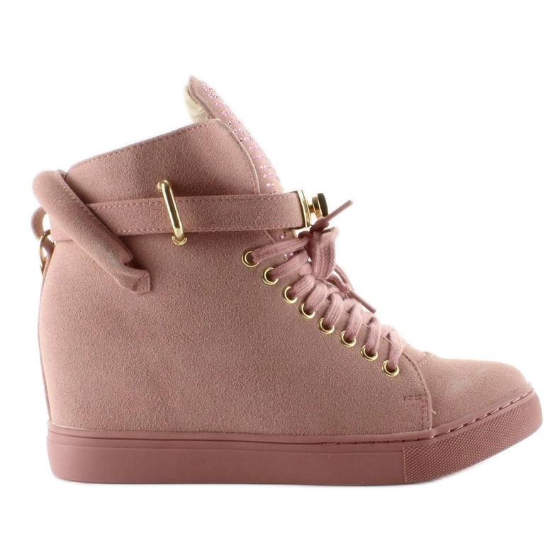 Tenisky s visacím zámkem XW37012-3 Pink Suende růžový