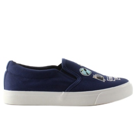 Tenisky nazouvací s výšivkou NB102P Dark Blue námořnická modř