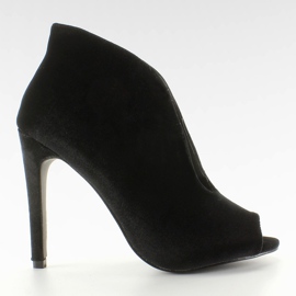 Sametové lodičky kozačky 8751 Black černá