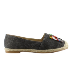 Espadrilky s barevnými korálky H8-58 Black černá