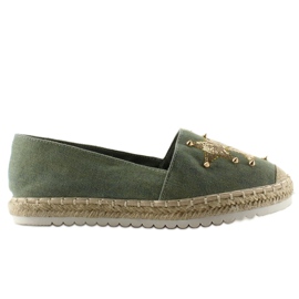 Plátěné espadrilky s cvočky CV-353 Green zelená Plátěné espadrilky s cvočky CV-353 Green zelená