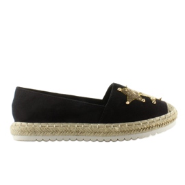 Plátěné espadrilky s cvočky CV-353 Black černý