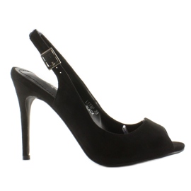 Lodičky na otevřené špičce Lt73P Black podpatek černý