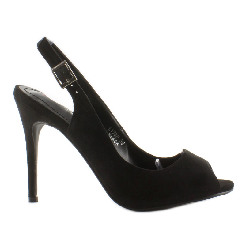 Lodičky na otevřené špičce Lt73P Black podpatek černá Lodičky na otevřené špičce Lt73P Black podpatek černá