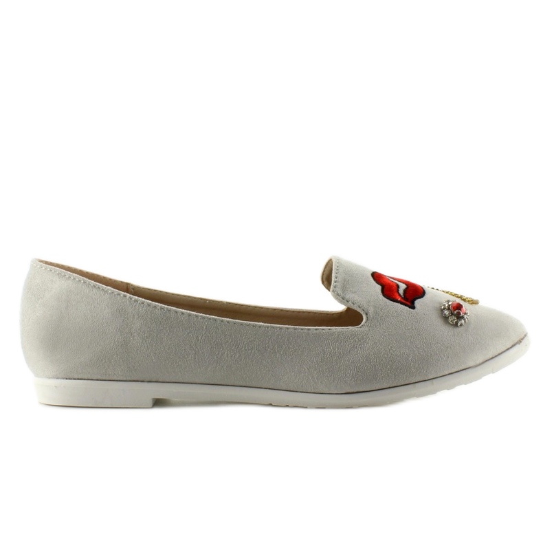 Baleríny lordsy s nášivkami 333-18 šedé šedá Baleríny lordsy s nášivkami 333-18 šedé šedá