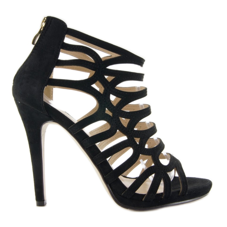 Sandálové kozačky na vysokém podpatku SY19 černé černá