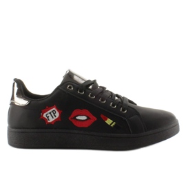 Tenisky Sweet lips FB-15 BLACK / GUN s nášivkami černý