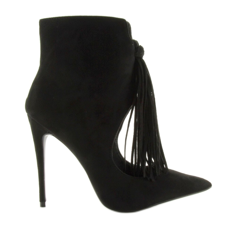 Otevřené kozačky s třásněmi 5035 Black černá