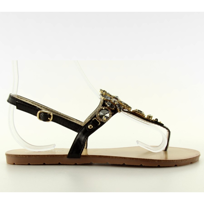 Sandály s krásnými kameny JH41 černé černá