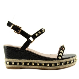 Sandály espadrilky s cvočky Y16P černé černý