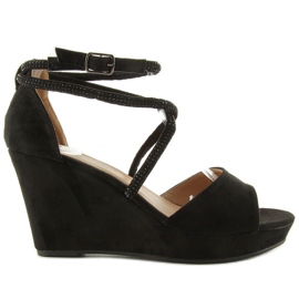 Sandály na klínku F162 černé černý