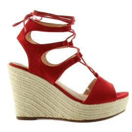 Sandály espadrilky zavázané SL71 červené červený