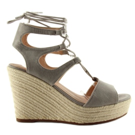 Sandály espadrilky zavázané SL71 šedé šedá