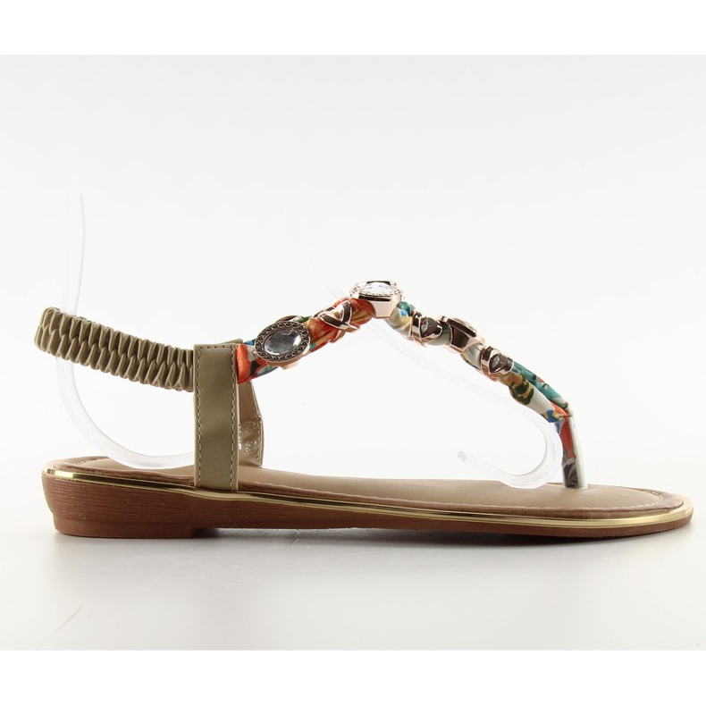 Sandály žabky s kameny C63 béžové bílý hnědý modrý oranžový