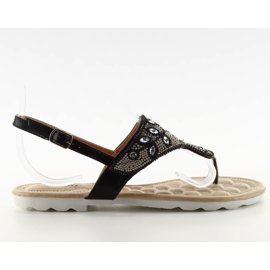 Žabky s perličkami G144 Černá černý