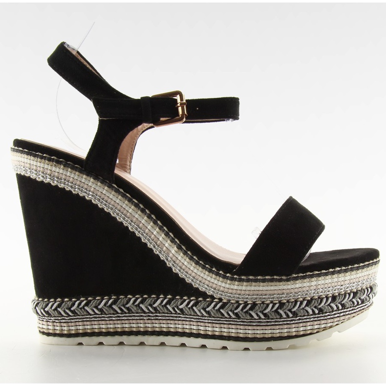 Krásné sandály na klínu LL-56 černé černá