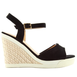 Sportovní sandály na klínku at-0605-l černé černá